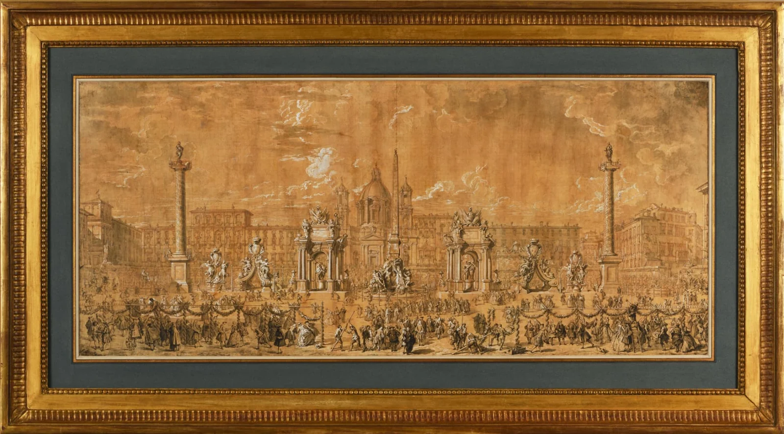 Large framed architectural festival drawing