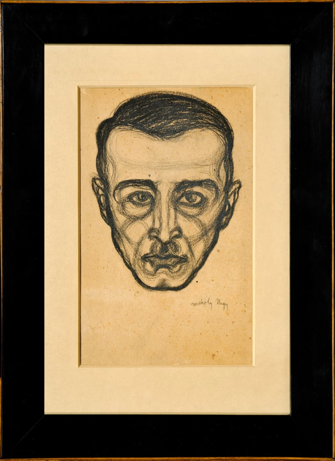 Framed early twentieth-century portrait drawing